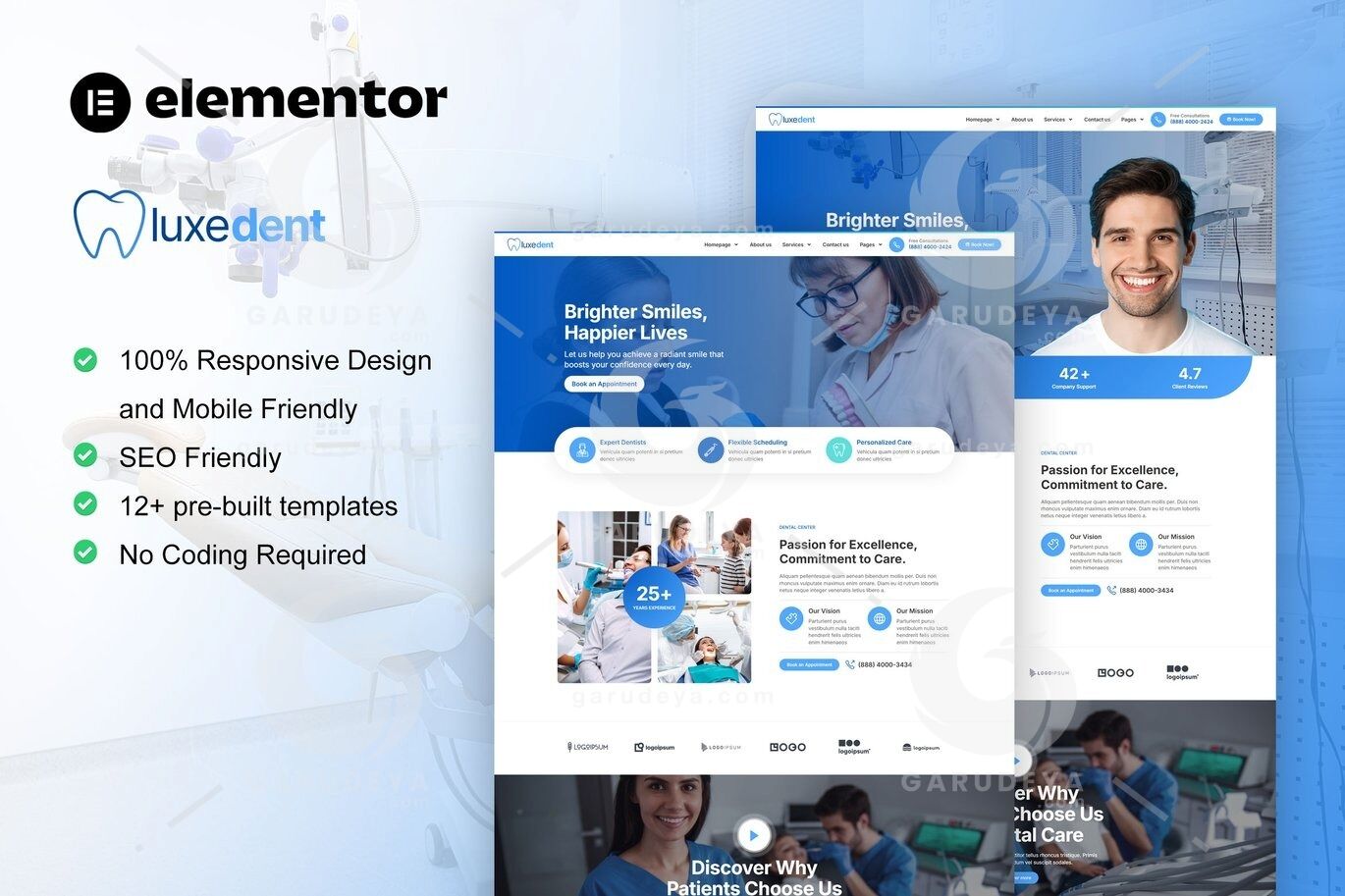 LuxeDent - Dentist & Dental Care Elementor Pro Template Kit