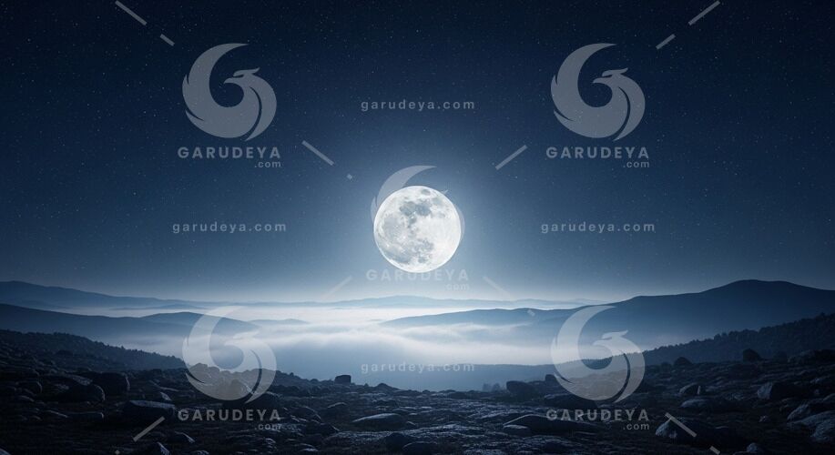 Moonlight Over Mountains Stock Pic