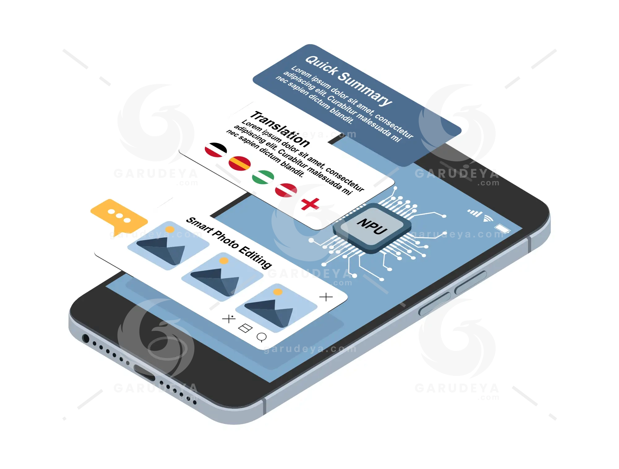 On-Device AI UX Concept for Smartphones - vector illustration