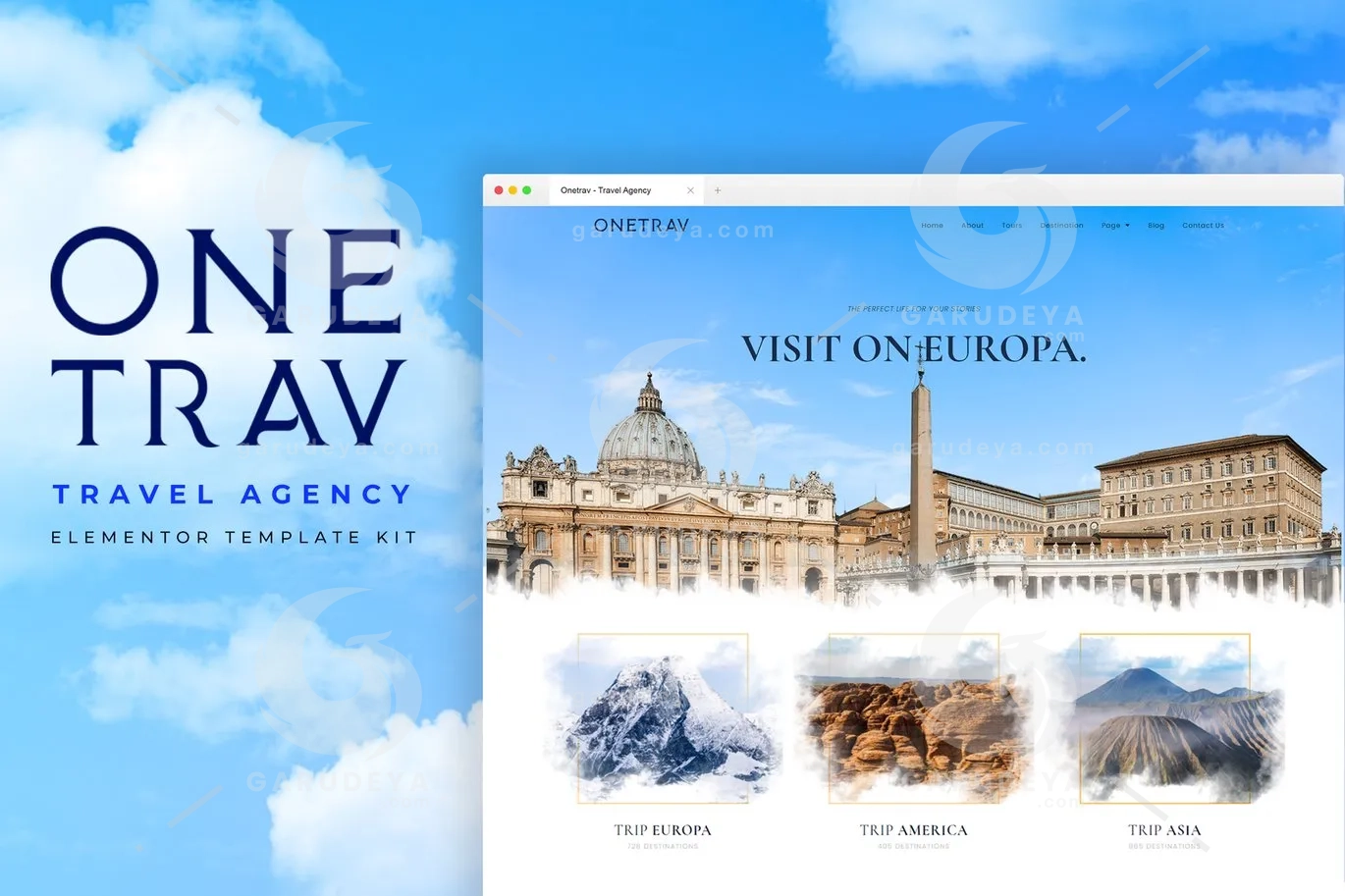 Onetrav - Travel Agency Elementor Template Kit