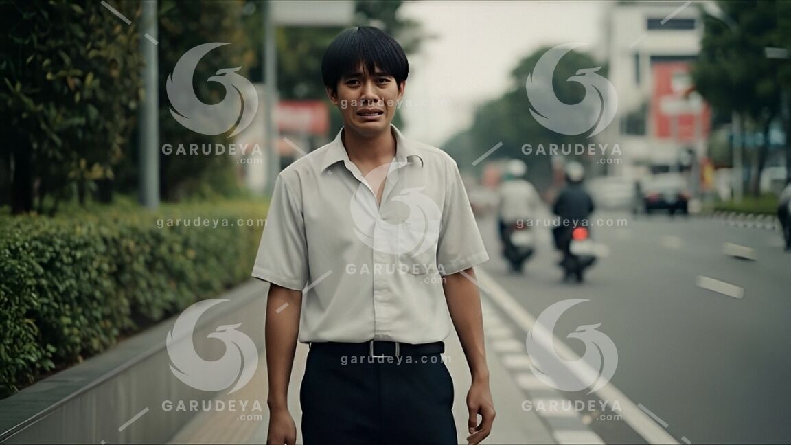 Sad Asian Man – Emotional Street Scene