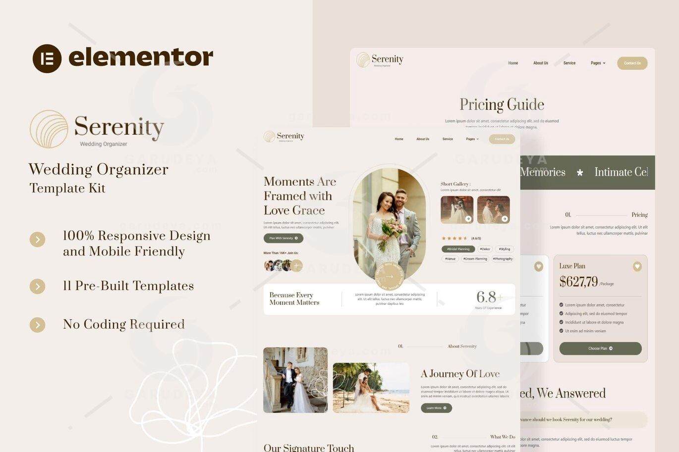 Serenity - Wedding Organizer Elementor Template Kit