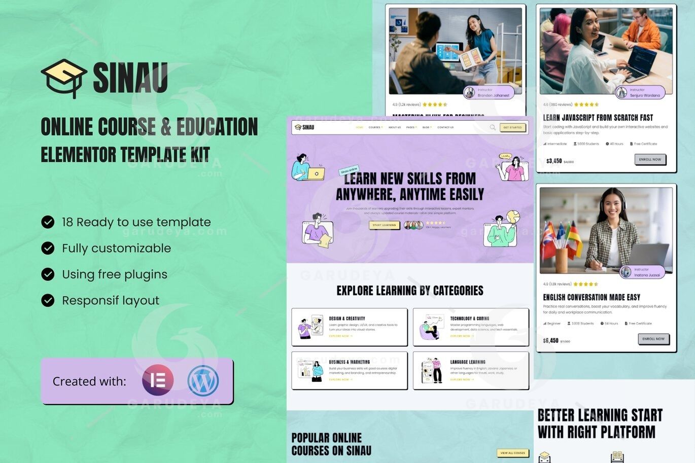 Sinau - Online Course & Education Elementor Template Kit