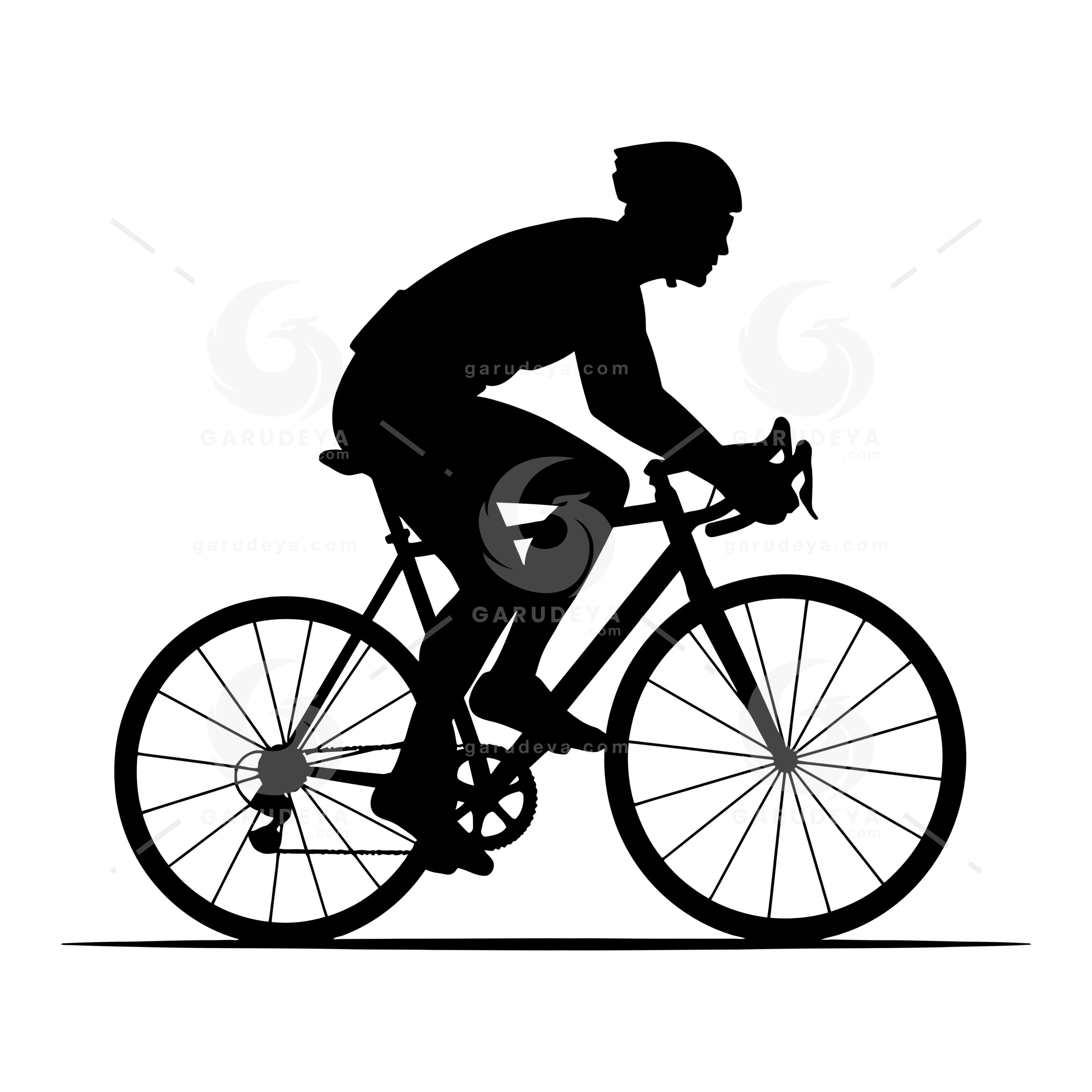 Sporty Cyclist Silhouette Vector Illustration