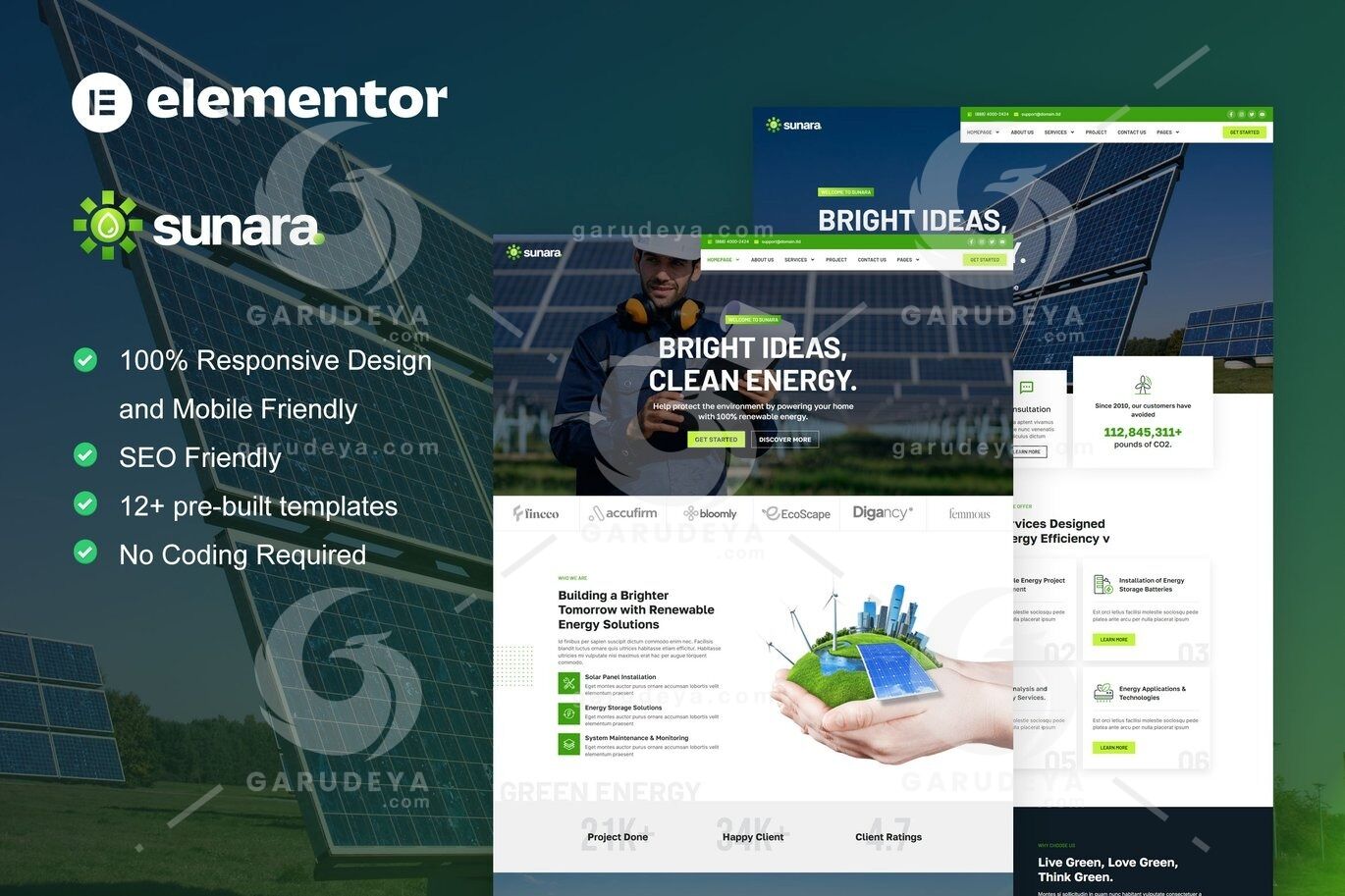 Sunara - Solar & Renewable Energy Elementor Pro Template Kit