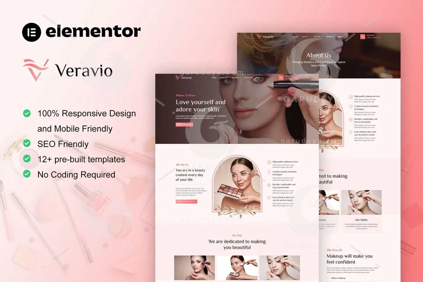 Veravio - Makeup Artist & Hair Stylist Elementor Template Kit