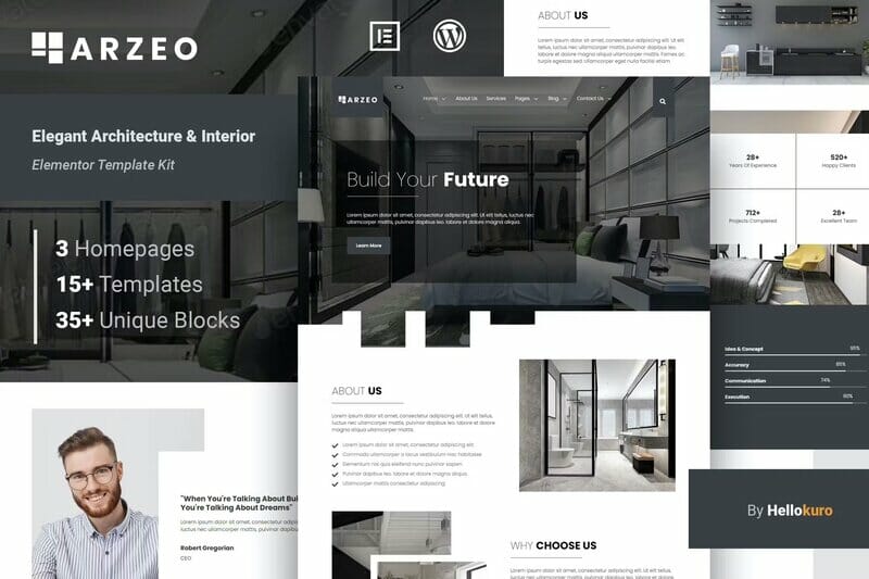 Arzeo - Elegant Architecture & Interior Elementor Template Kit