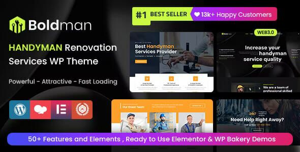 Boldman - Handyman Renovation Services WordPress Theme + RTL