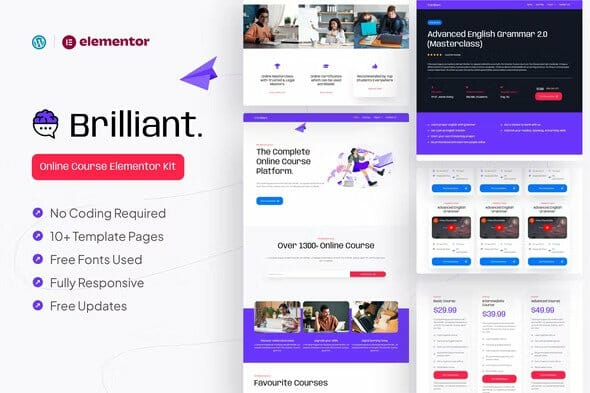 Brilliant - Online Course Elementor Pro Template Kit