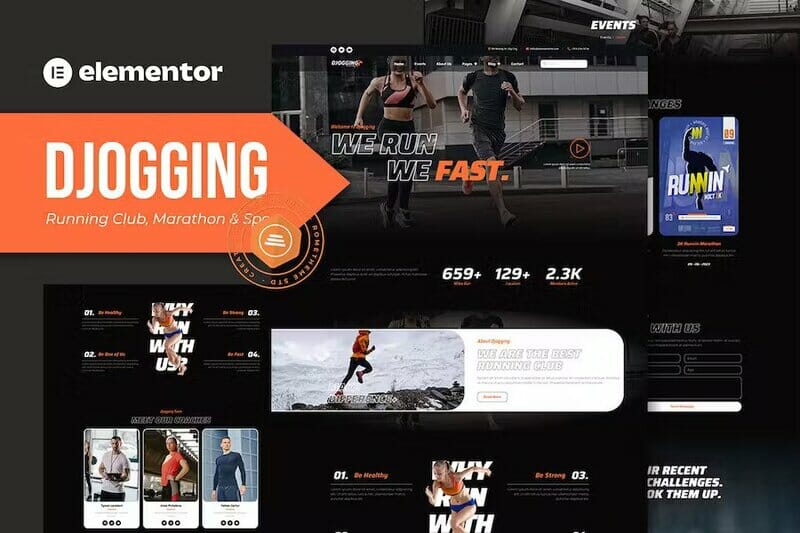 Djogging - Running Club Marathon & Sport Elementor Pro Template Kit