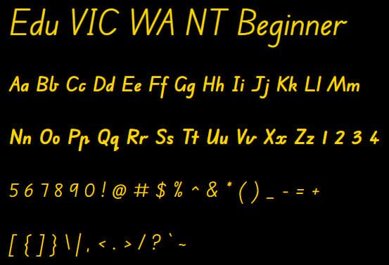 Edu VIC WA NT Beginner Font