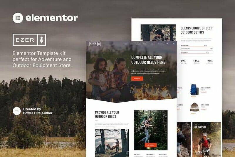 Ezer – Outdoor & Adventure Equipment Store Elementor Template Kit