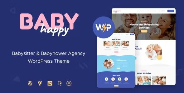 Happy Baby Nanny & Babysitting Services Children WordPress Theme