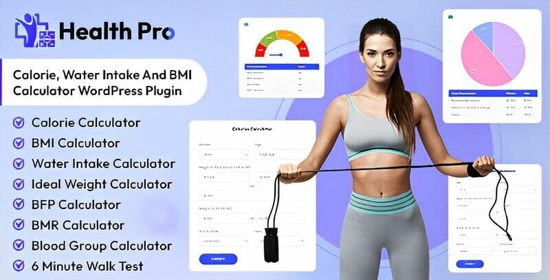 Health Pro - Calorie, Water Intake and BMI Calculator WordPress Plugin