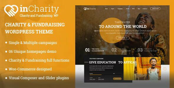 InCharity Fundraising, Non-profit organization WordPress Theme