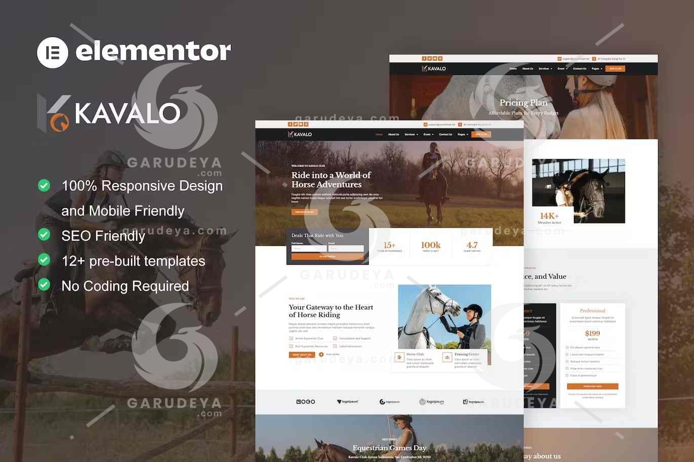 Kavalo - Horse Riding Club Elementor Pro Template Kit