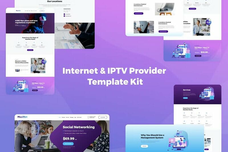 MaxiNet - Internet & IPTV Provider Elementor Template Kit