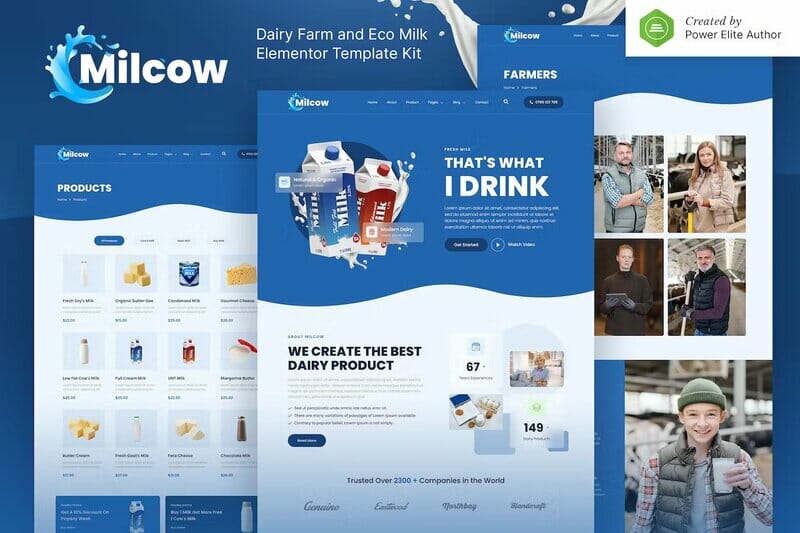 Milcow – Dairy Farm & Eco Milk Elementor Template Kit