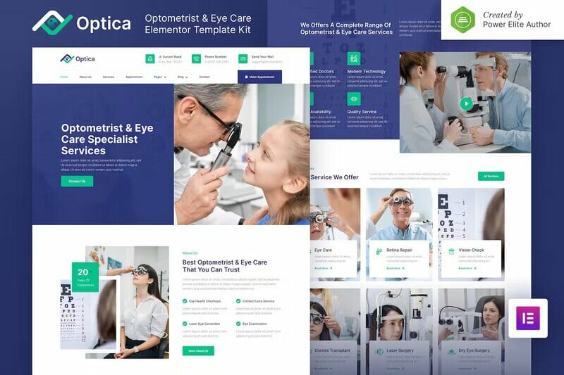 Optica – Optometrist & Eye Care Elementor Template Kit