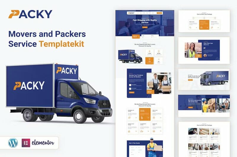 PACKY Packers & Movers Service Elementor Template Kit