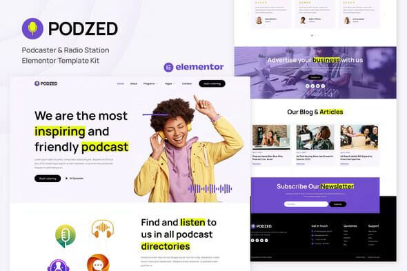 Podzed - Podcaster & Radio Station Elementor Template Kit