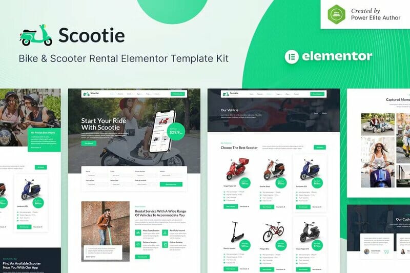 Scootie – Bike & Scooter Rental Elementor Template Kit