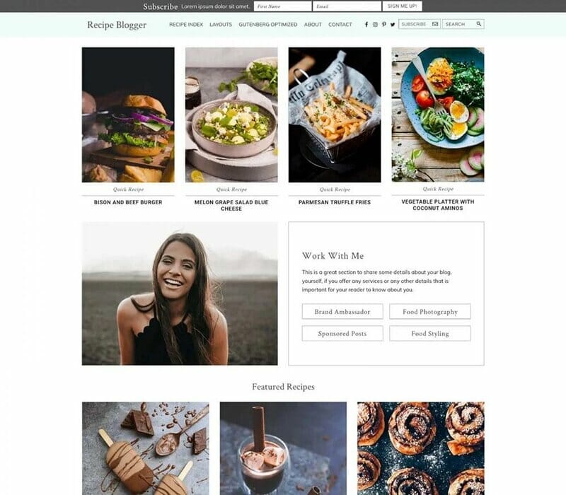 Studiopress Recipe Blogger Wordpress Theme