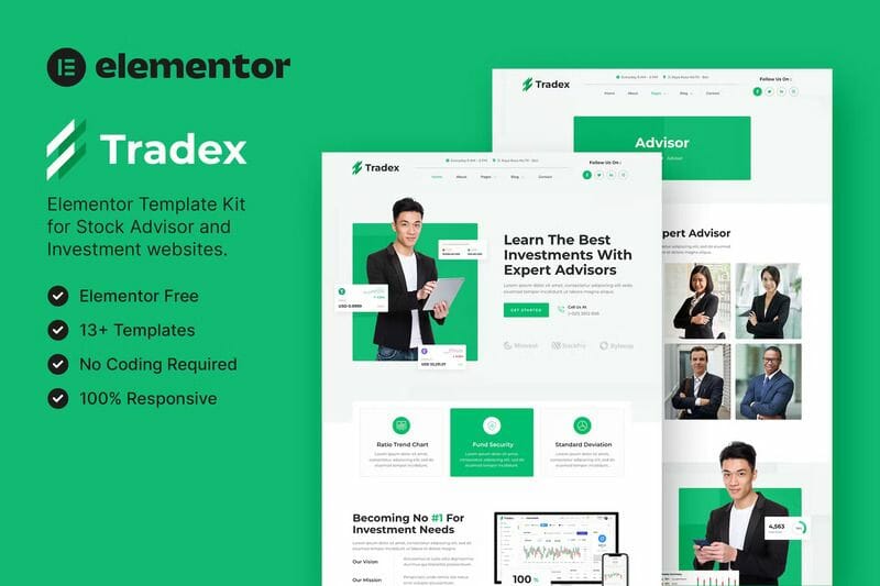 Tradex - Stock Advisor & Investment Elementor Template Kit