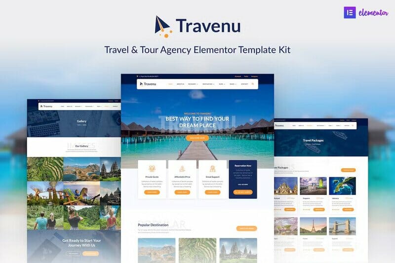 Travenu – Travel & Tour Agency Elementor Template Kit