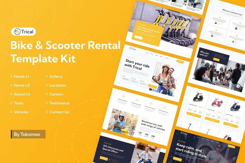 Trical Bike & Scooter Rental Elementor Template Kit