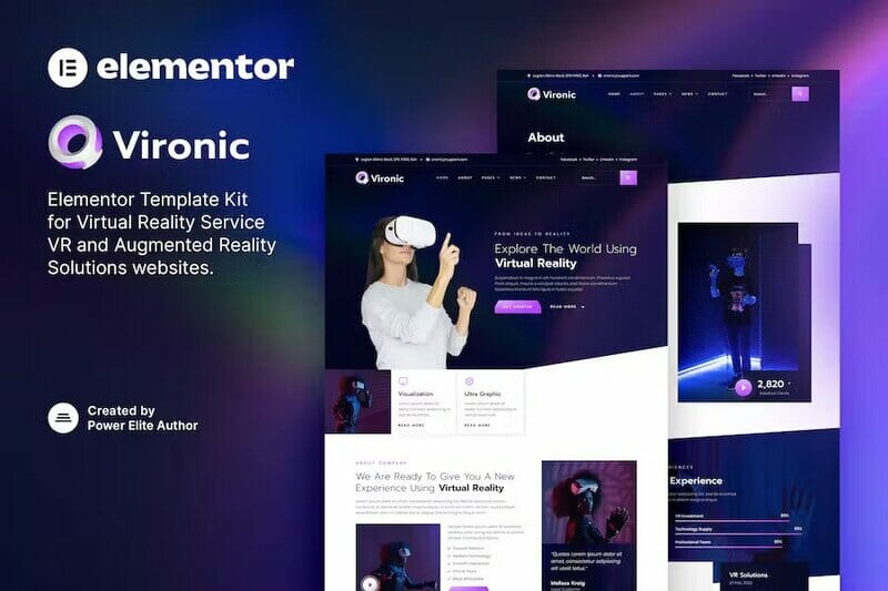 Vironic – Augmented & Virtual Reality Services Elementor Template Kit