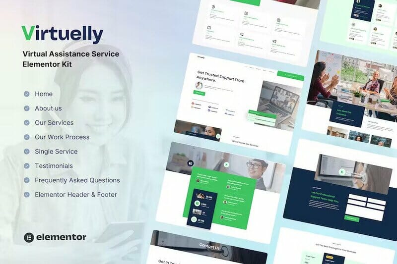 Virtuelly - Virtual Assistant Service Elementor Template Kit