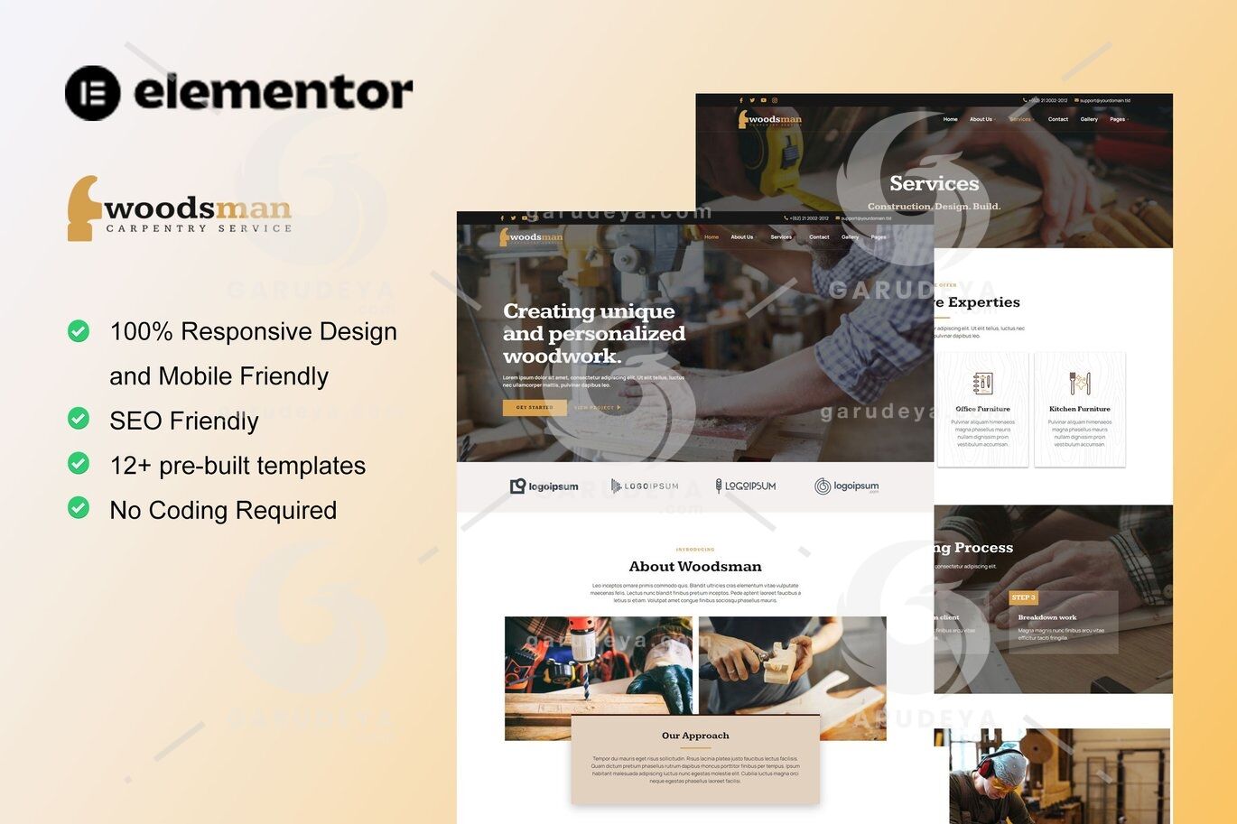 Woodsman – Carpenter & Craftsman Elementor Template Kit