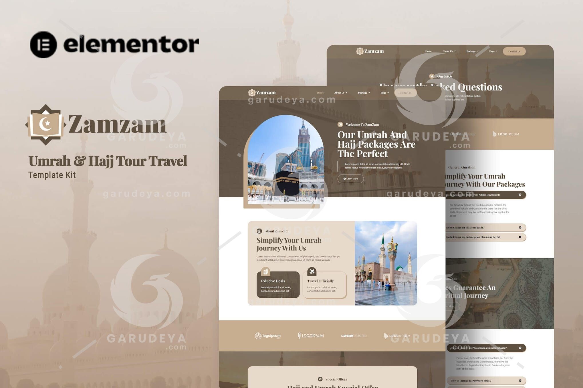 Zamzam - Umrah & Hajj Tour Travel Elementor Template Kit